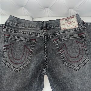 True Religion Women's Black Jeans with Red Stitching